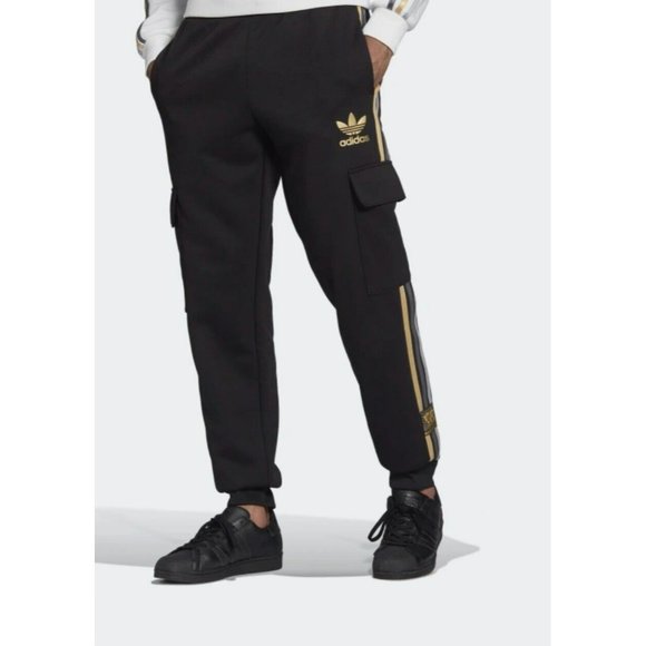 New Adidas Originals Men's Chile 20 Cargo Pants HD8293 Color Black - Picture 3 of 6